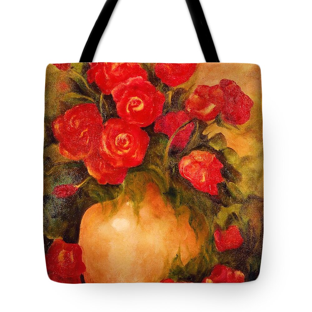 Pretty Tote Bag featuring the painting Antique Roses by Jordana Sands