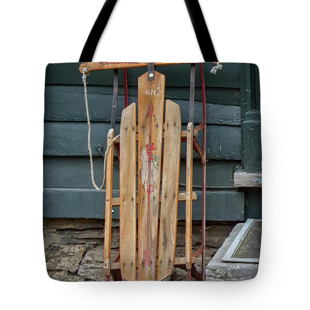 Christmas Tote Bag featuring the photograph Antique Sled by Rod Best