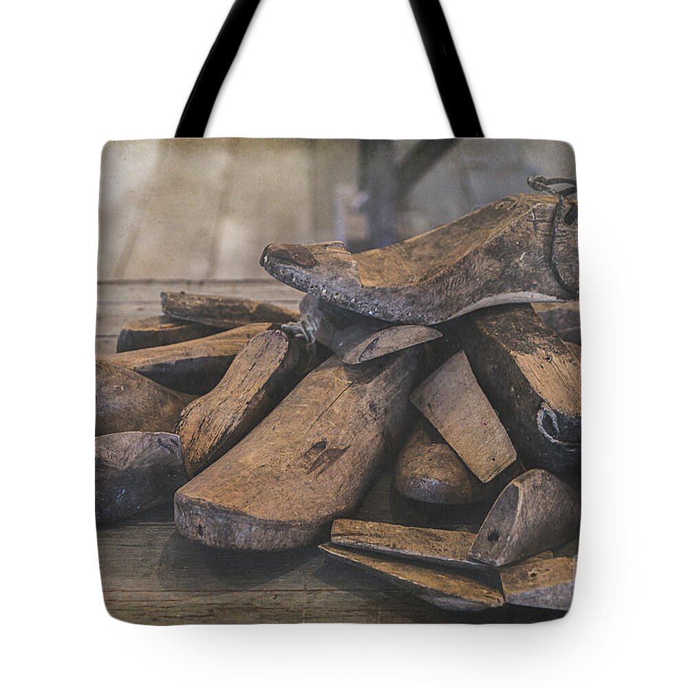 Tl Wilson Photography Tote Bag featuring the photograph Antique Wooden Shoe Forms by Teresa Wilson