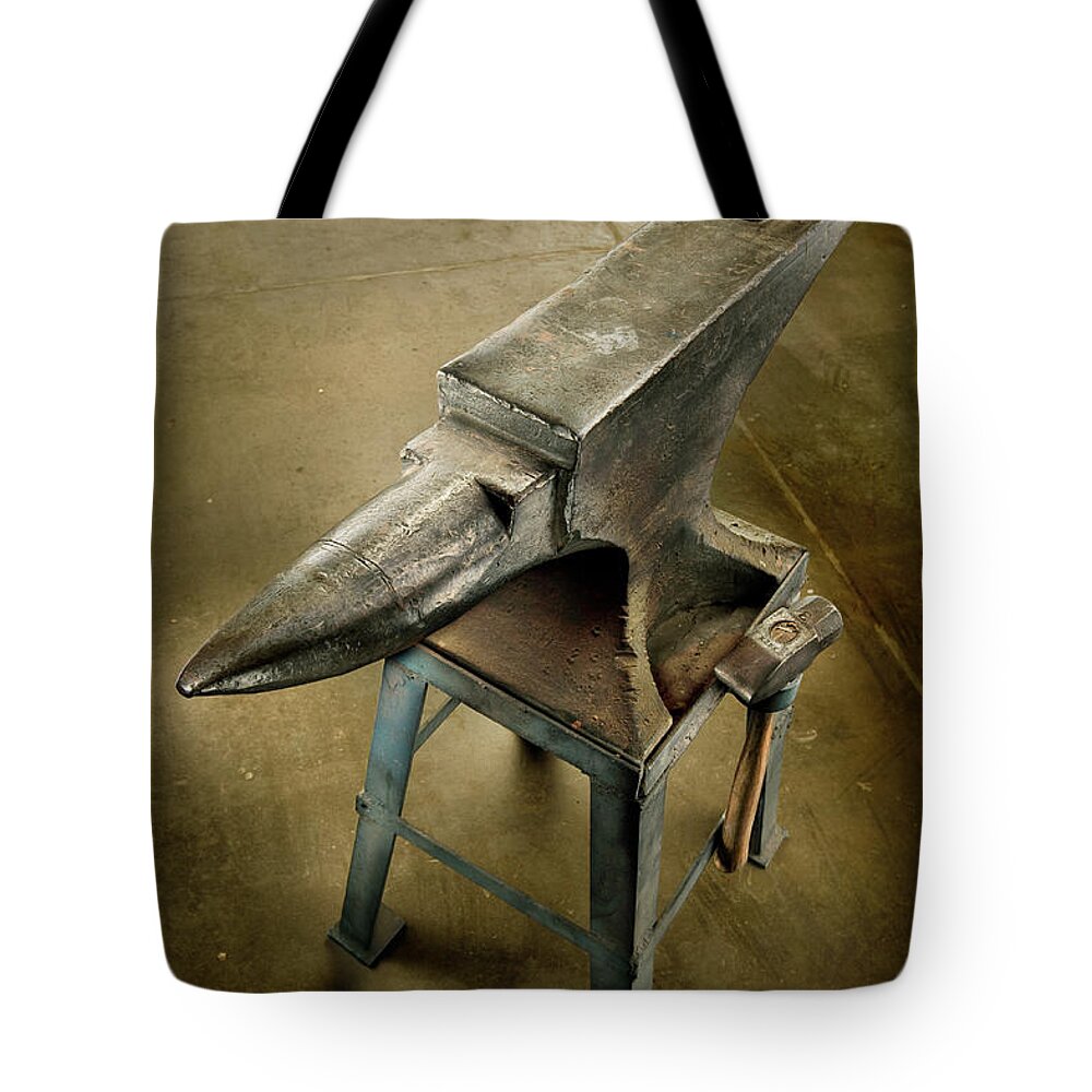 Antique Tote Bag featuring the photograph Anvil and Hammer by YoPedro