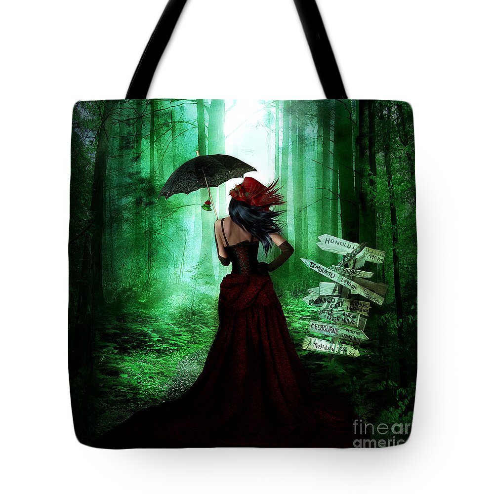 Anywhere Is Tote Bag featuring the digital art Anywhere is by Shanina Conway