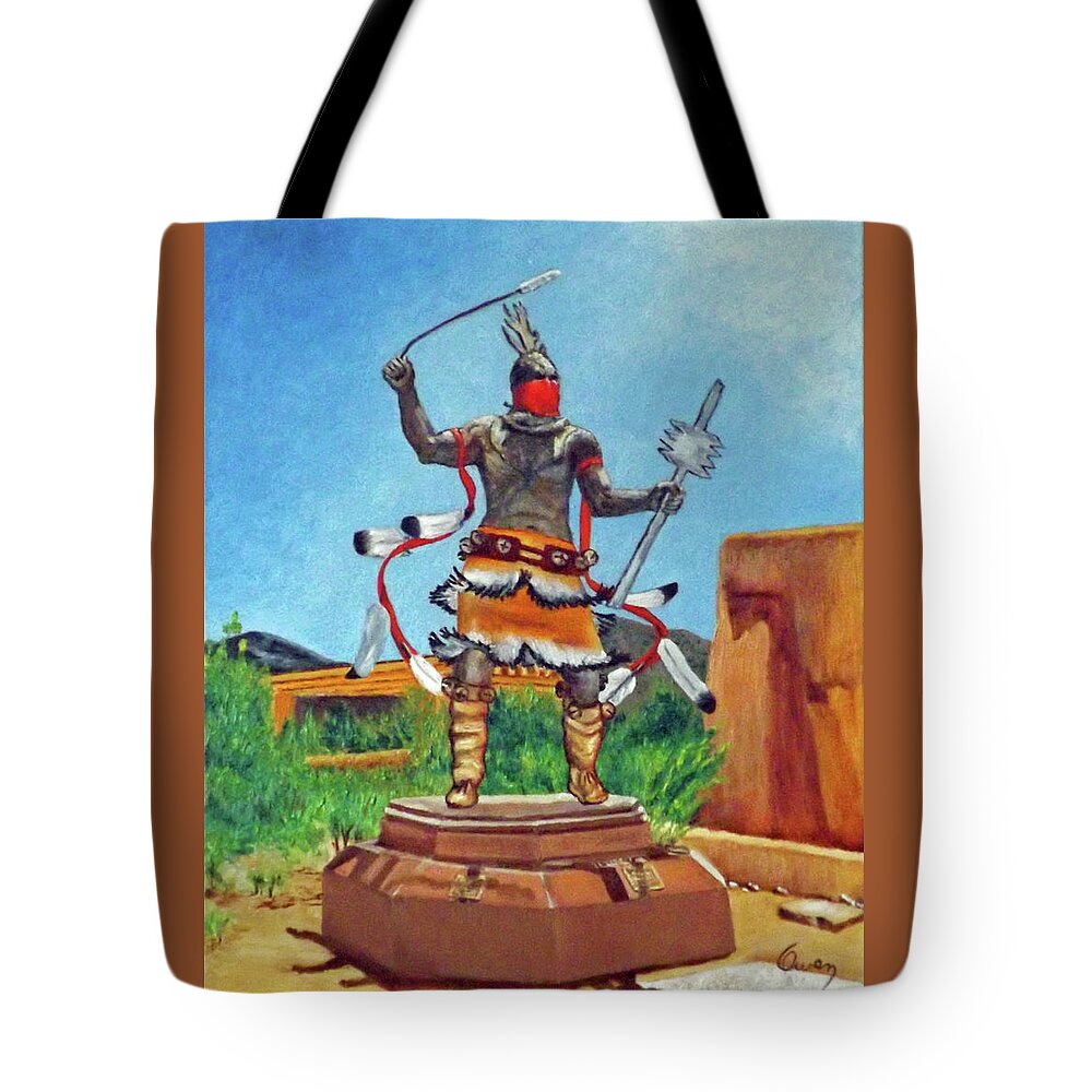 Figure Tote Bag featuring the painting Apache Mountain Spirit Dancer by Carl Owen