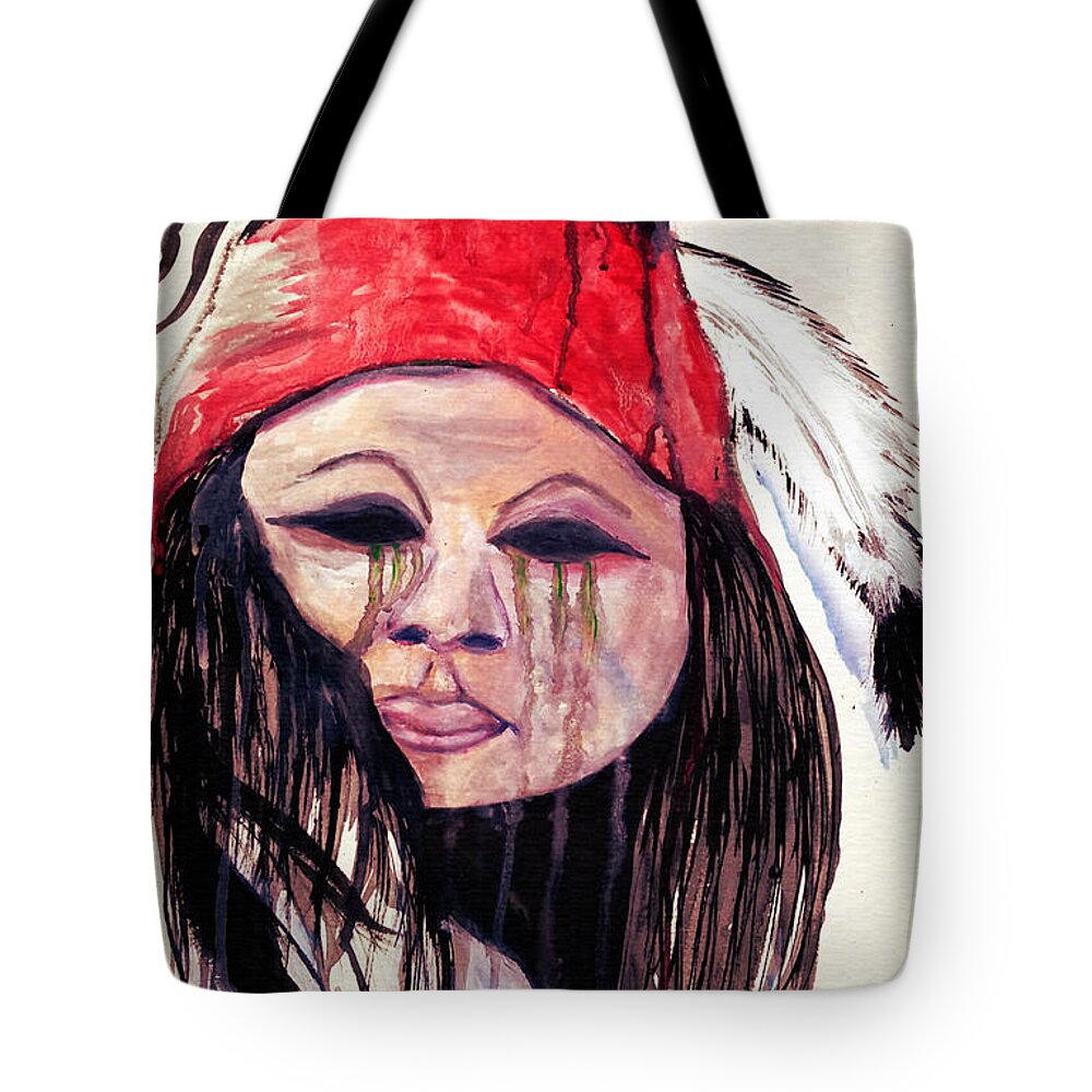 Apache Tote Bag featuring the painting Watercolor Painting of Apache Tears by Ayasha Loya by Ayasha Loya
