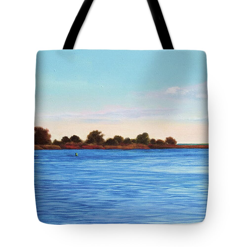 Gulf Of Mexico Tote Bag featuring the painting Apalachicola Bay Autumn Morning by Paul Gaj