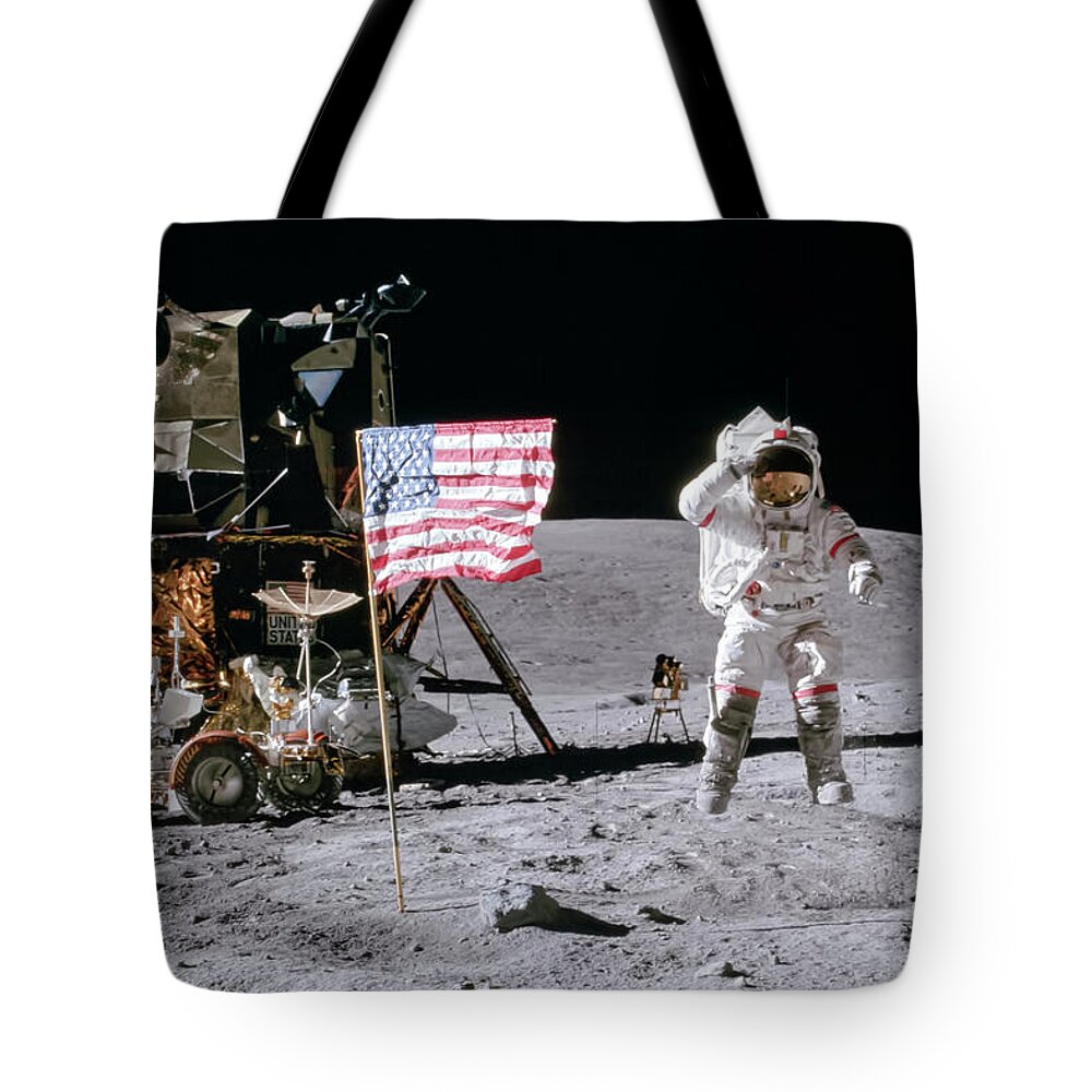 Apollo 16 Tote Bag featuring the photograph Apollo 16 by Peter Chilelli