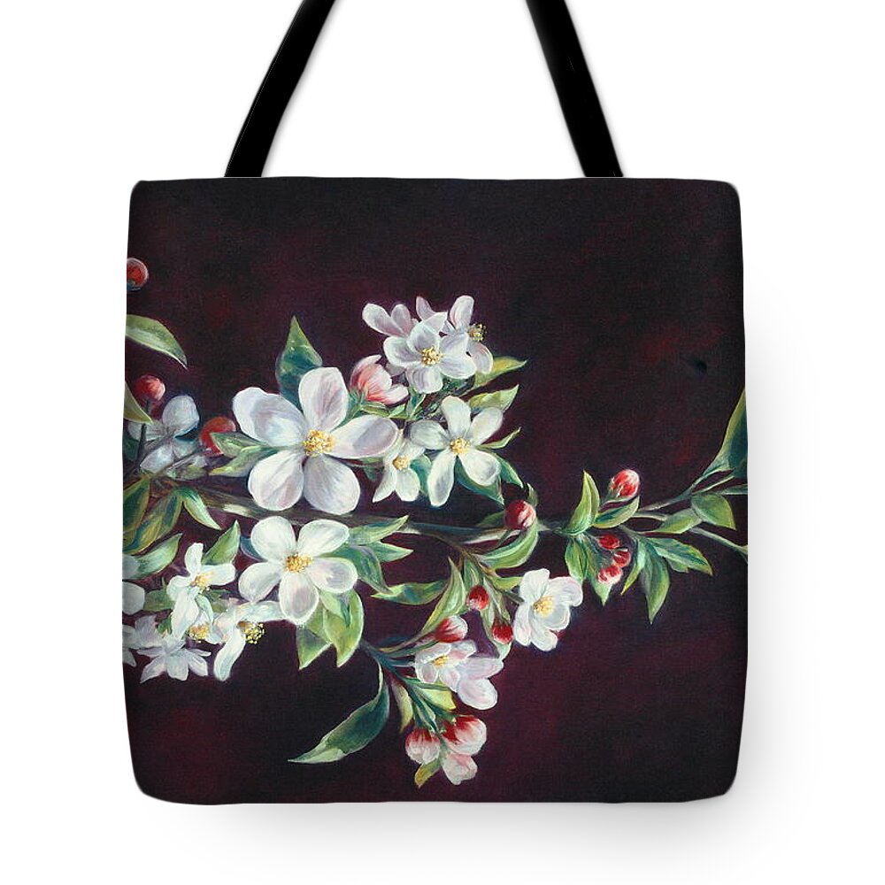 Apple Blossoms Tote Bag featuring the painting Apple Blossoms by Lynne Pittard