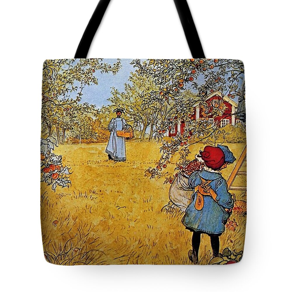 Carl Larsson Apple Orchard Tote Bag featuring the painting Apple by MotionAge Designs