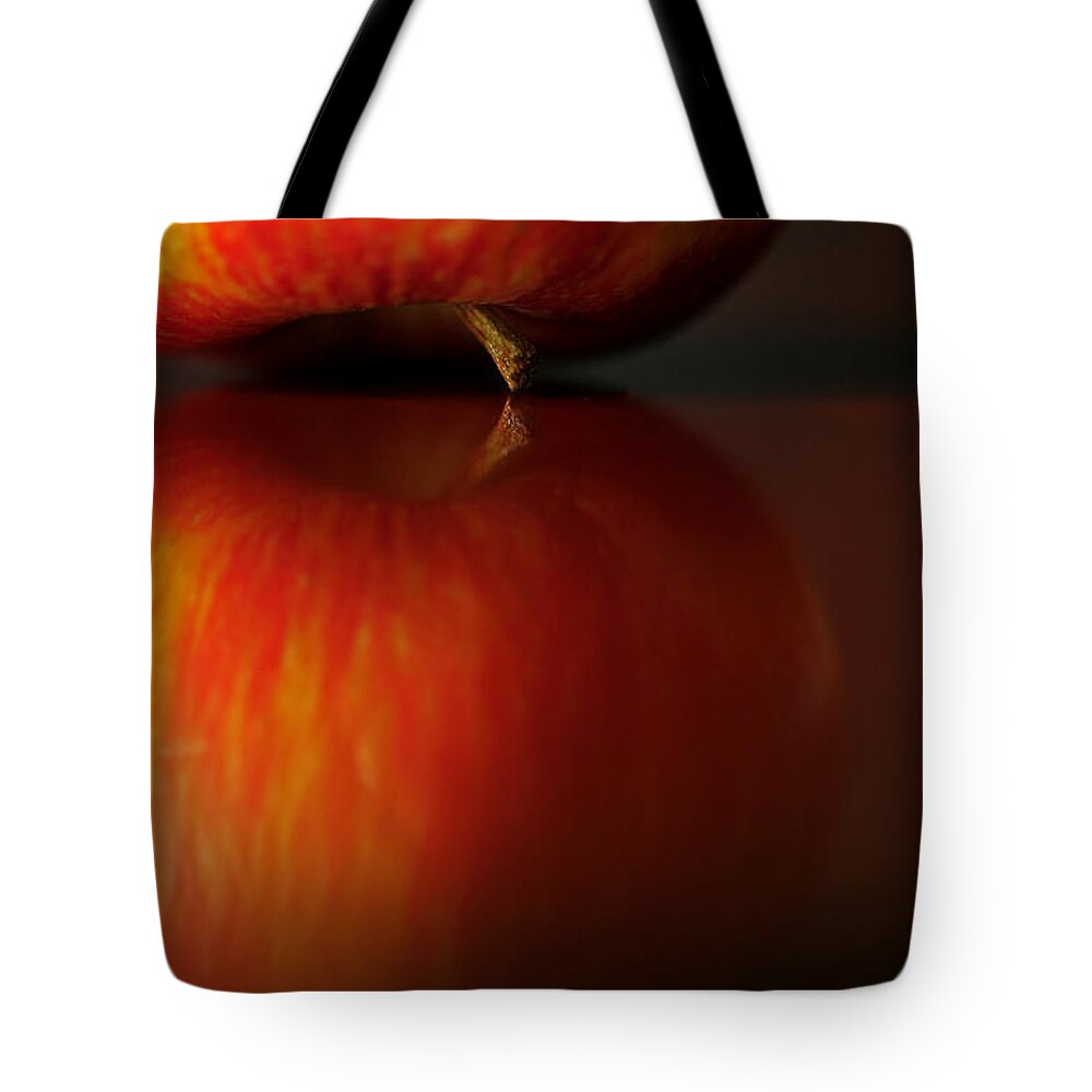 Apple Tote Bag featuring the photograph Apple Reflection by Bob Cournoyer