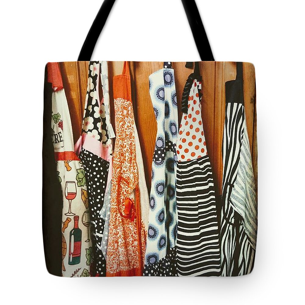 Apron Tote Bag featuring the photograph Aprons by Kathy Barney