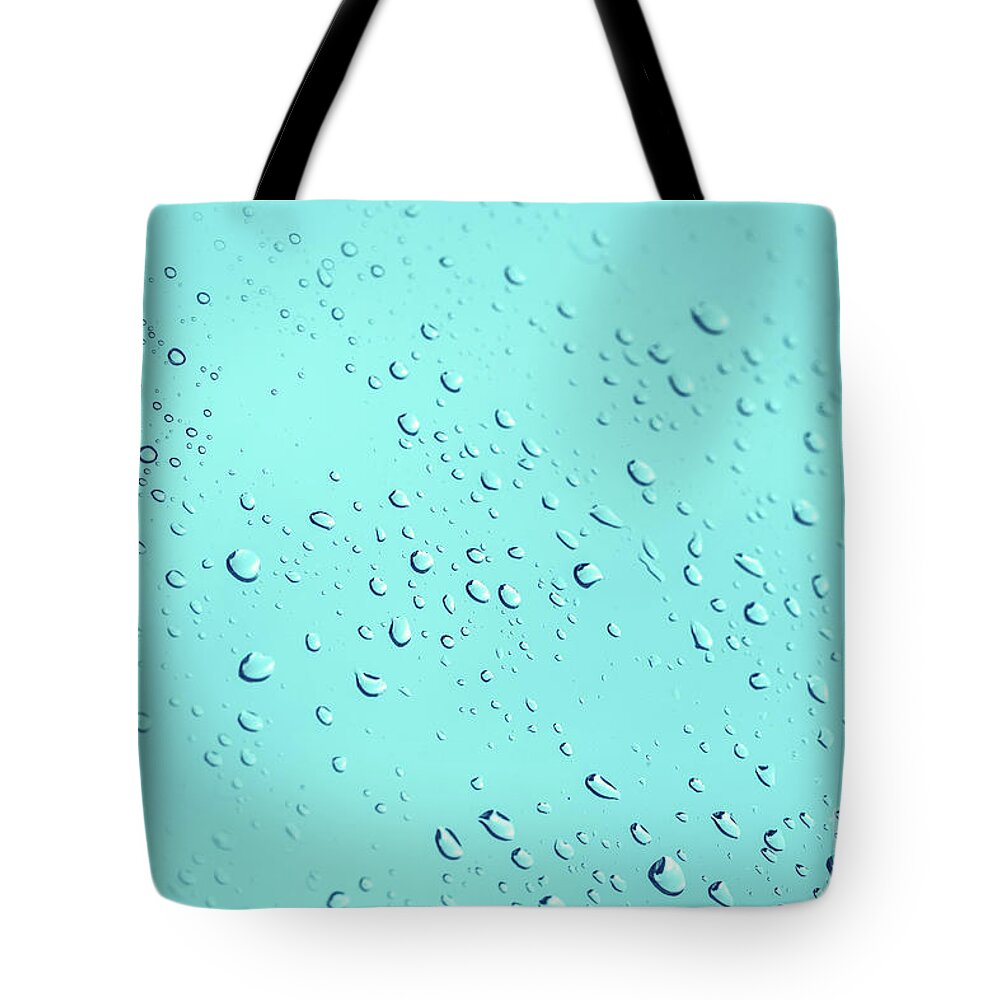 Water drops after the rain, aqua abstract Tote Bag by Delphimages