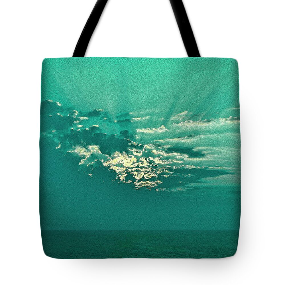 Sunrise Tote Bag featuring the photograph Aqua Sunset by Jeff Breiman