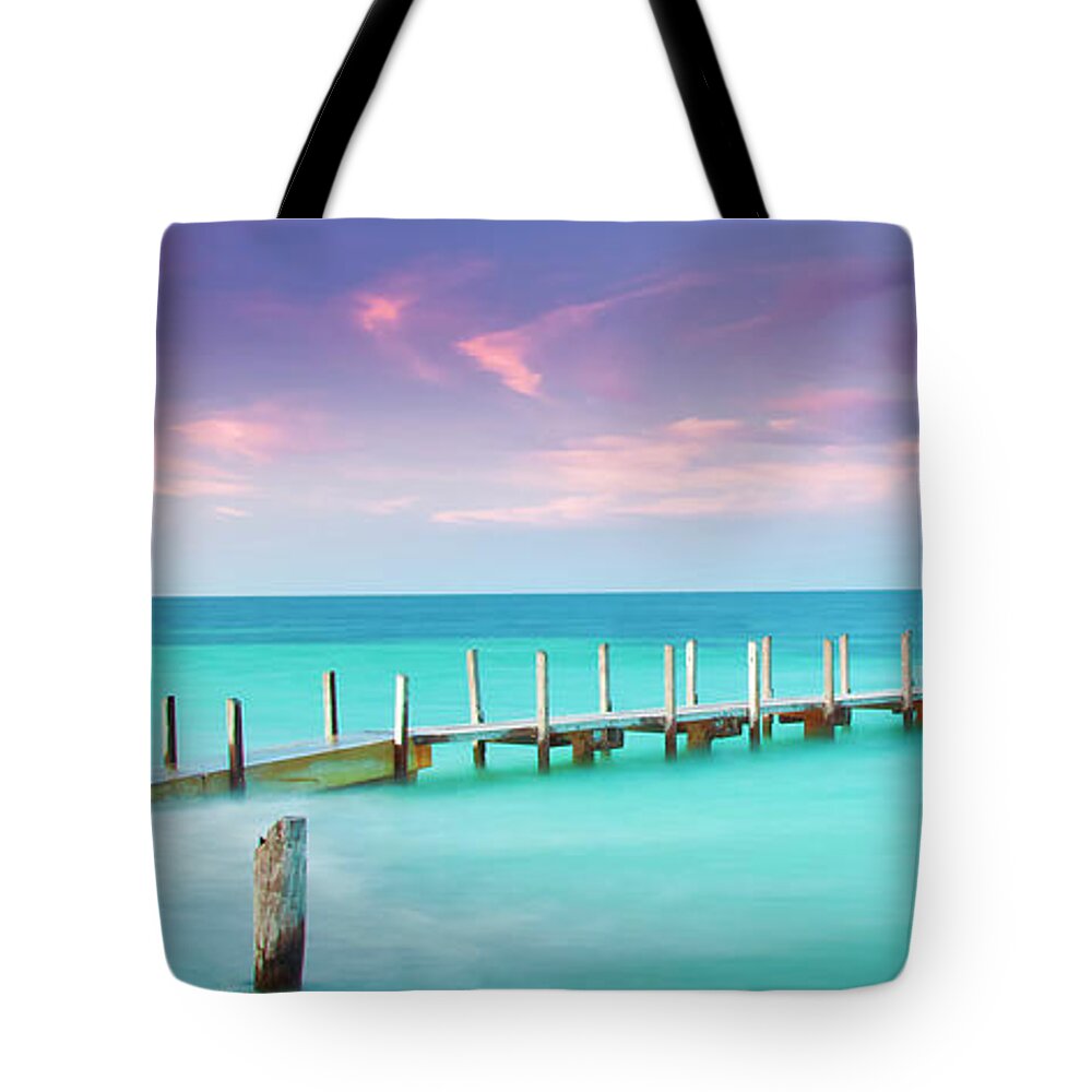 Quindalup Boat Ramp Tote Bag featuring the photograph Aqua Waters by Az Jackson