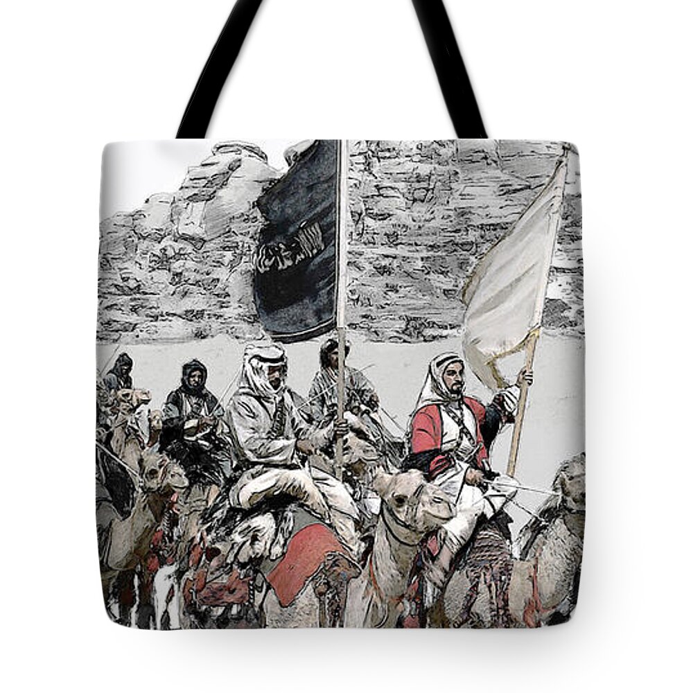 Lawrence Of Arabia Tote Bag featuring the digital art Arabian Cavalry by Kurt Ramschissel