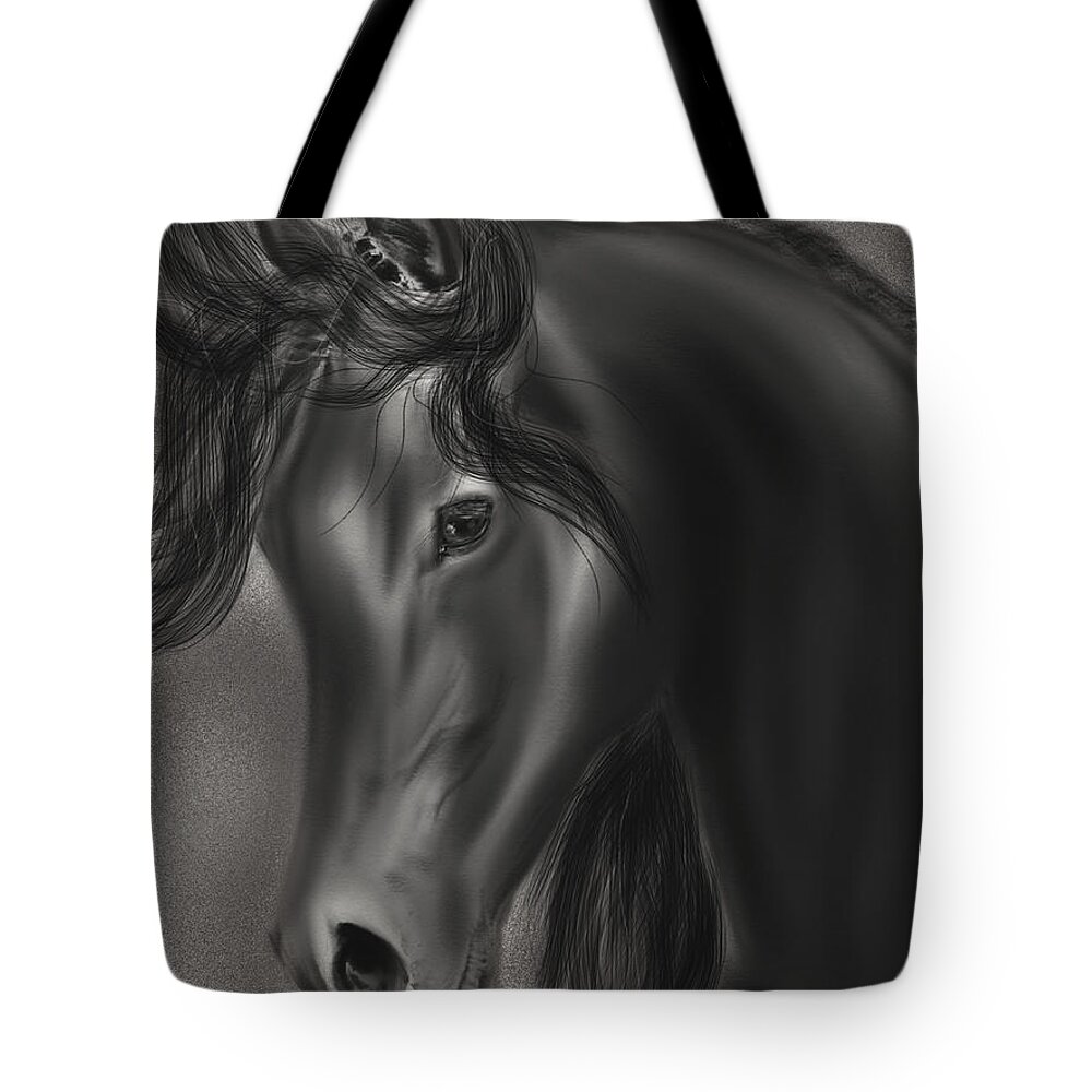 Horse Tote Bag featuring the drawing Arabian Horse by Becky Herrera