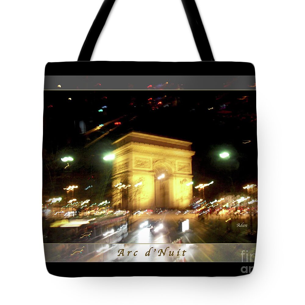 Paris Tote Bag featuring the photograph Arc de Triomphe by Bus Tour Greeting Card Poster v1 by Felipe Adan Lerma