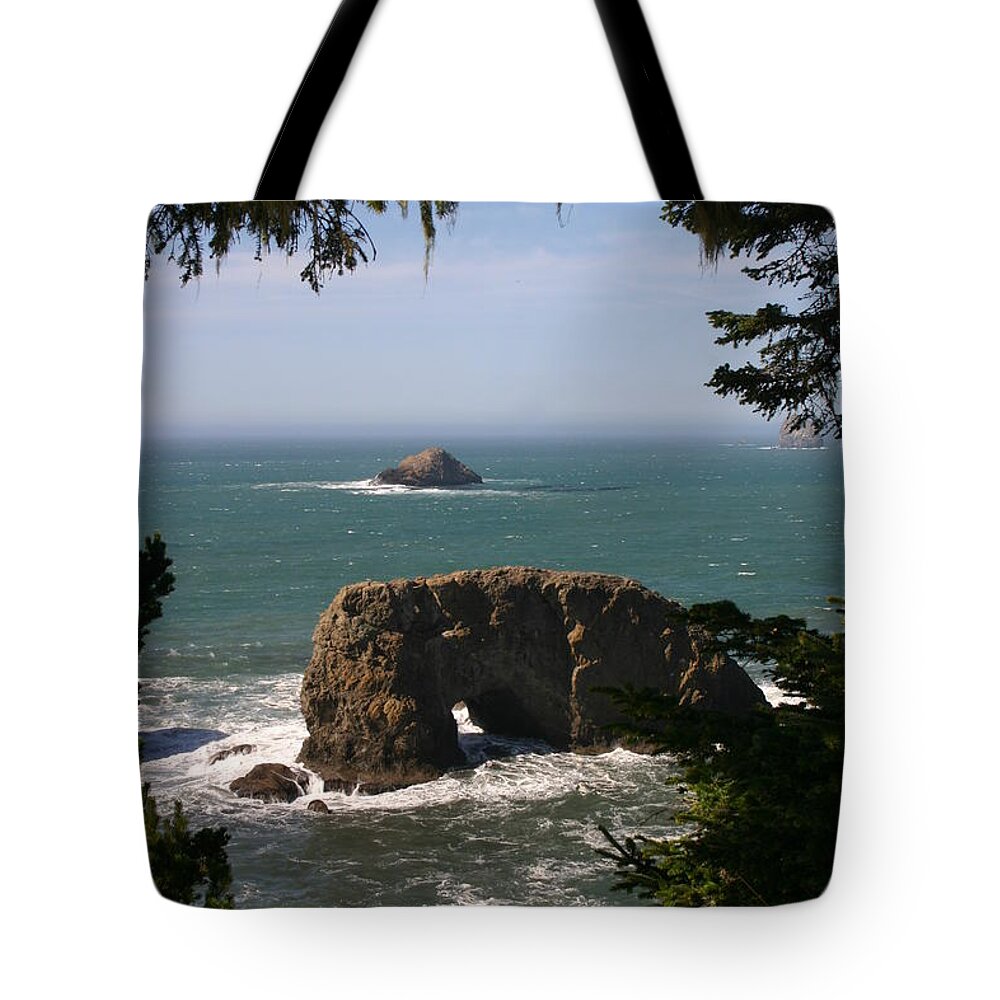 Arch Rock Tote Bag featuring the photograph Arch Rock view by Marie Neder
