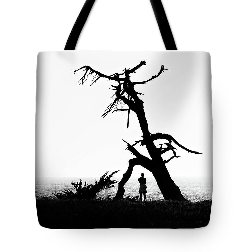Arch Tree Woman B/w Tote Bag featuring the photograph Arch by Wendell Ward
