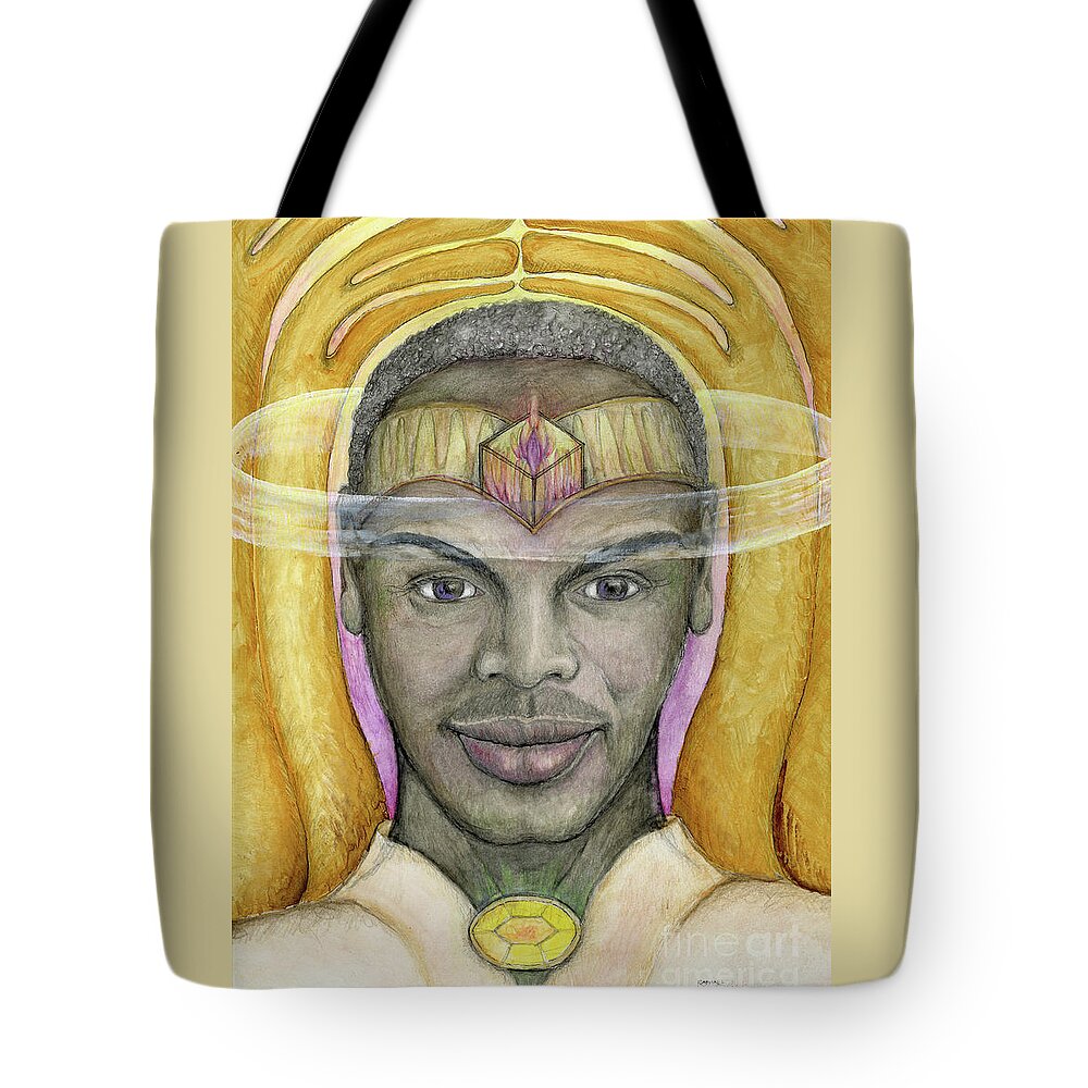 Angel Tote Bag featuring the painting Archangel Raphael by Jo Thomas Blaine