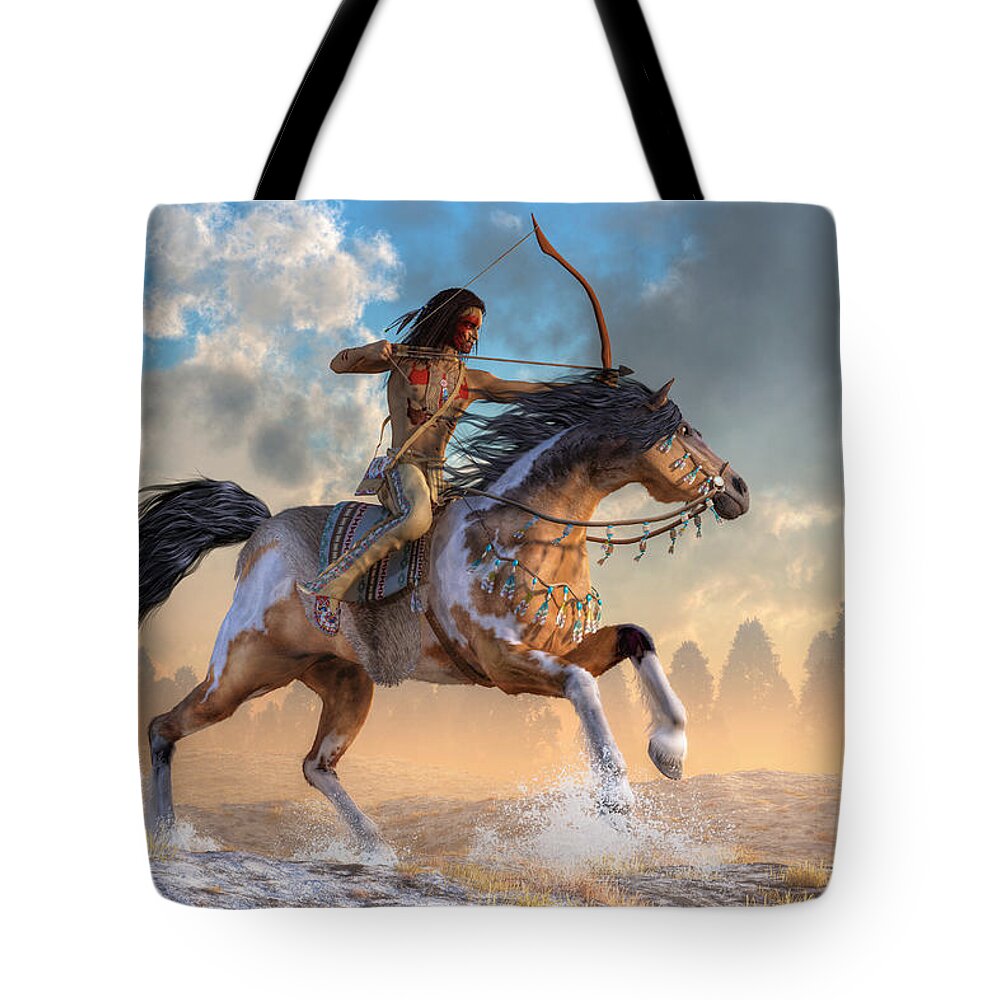 Archer On Horseback Tote Bag featuring the digital art Archer on Horseback by Daniel Eskridge
