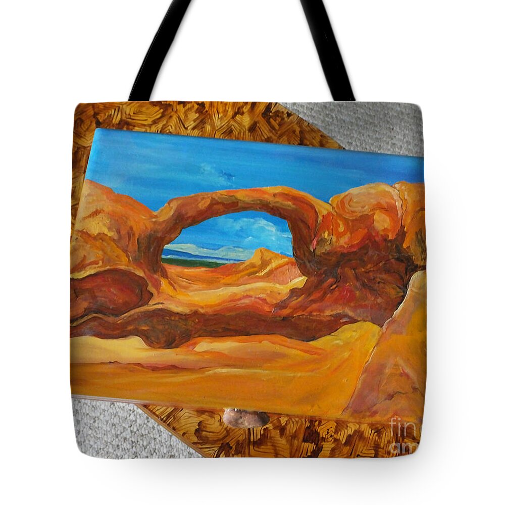 National Park Tote Bag featuring the mixed media Arches National Park Hand painted Box by Lizi Beard-Ward