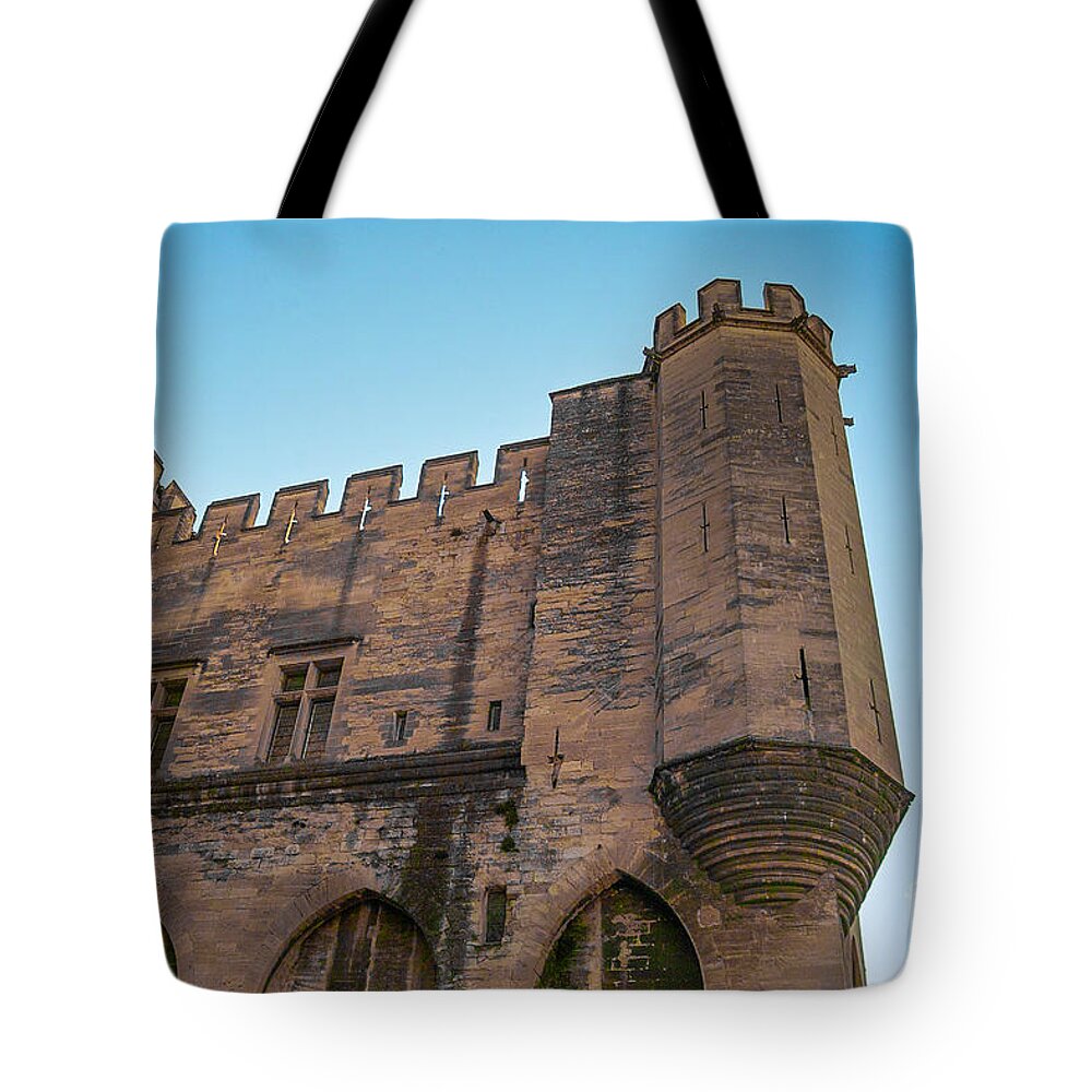 Pope Tote Bag featuring the photograph Architectural Detail Palais des Papes Avignon France by Kimberly Blom-Roemer
