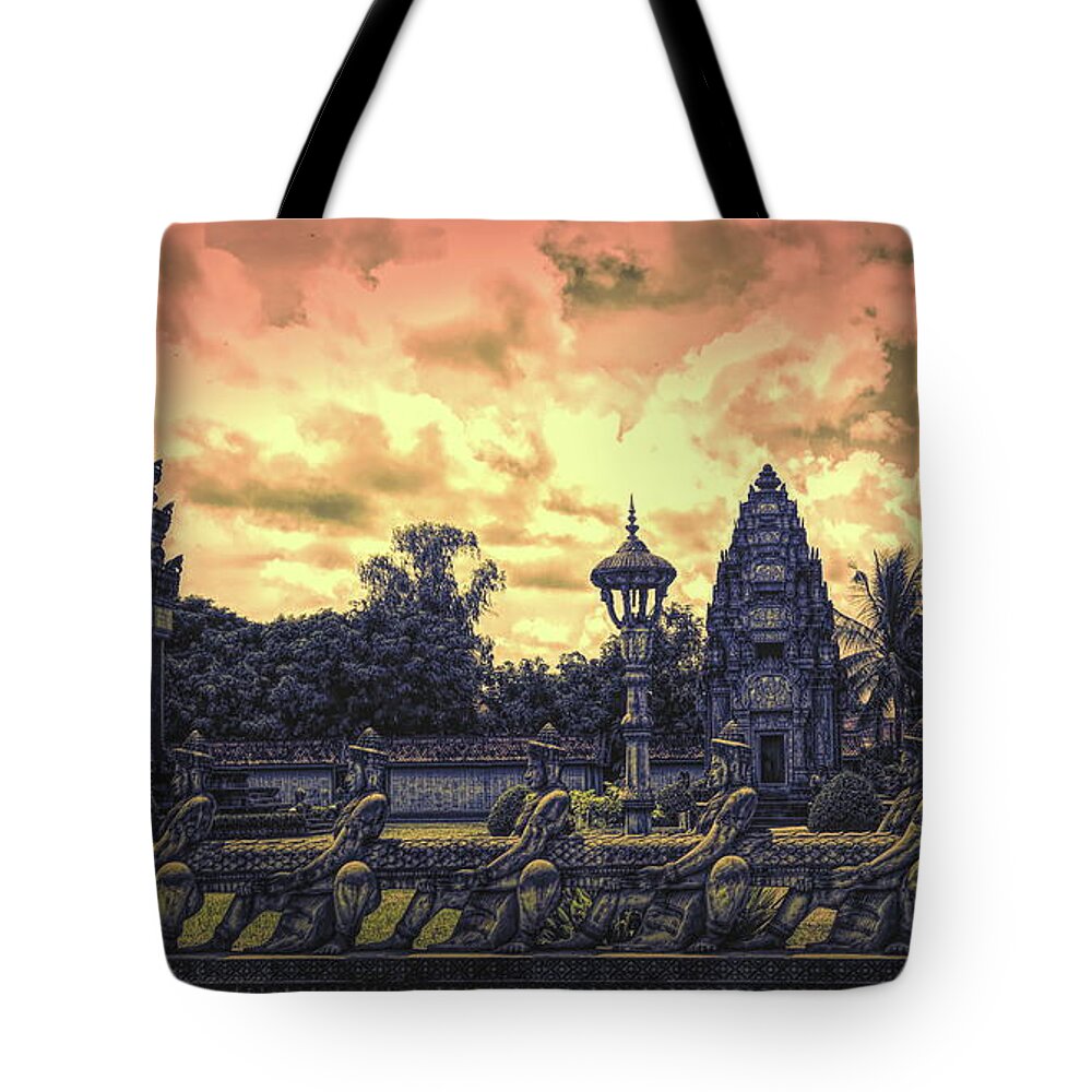 Angkor Wat Tote Bag featuring the photograph Architecture Angkor Wat Flames by Chuck Kuhn