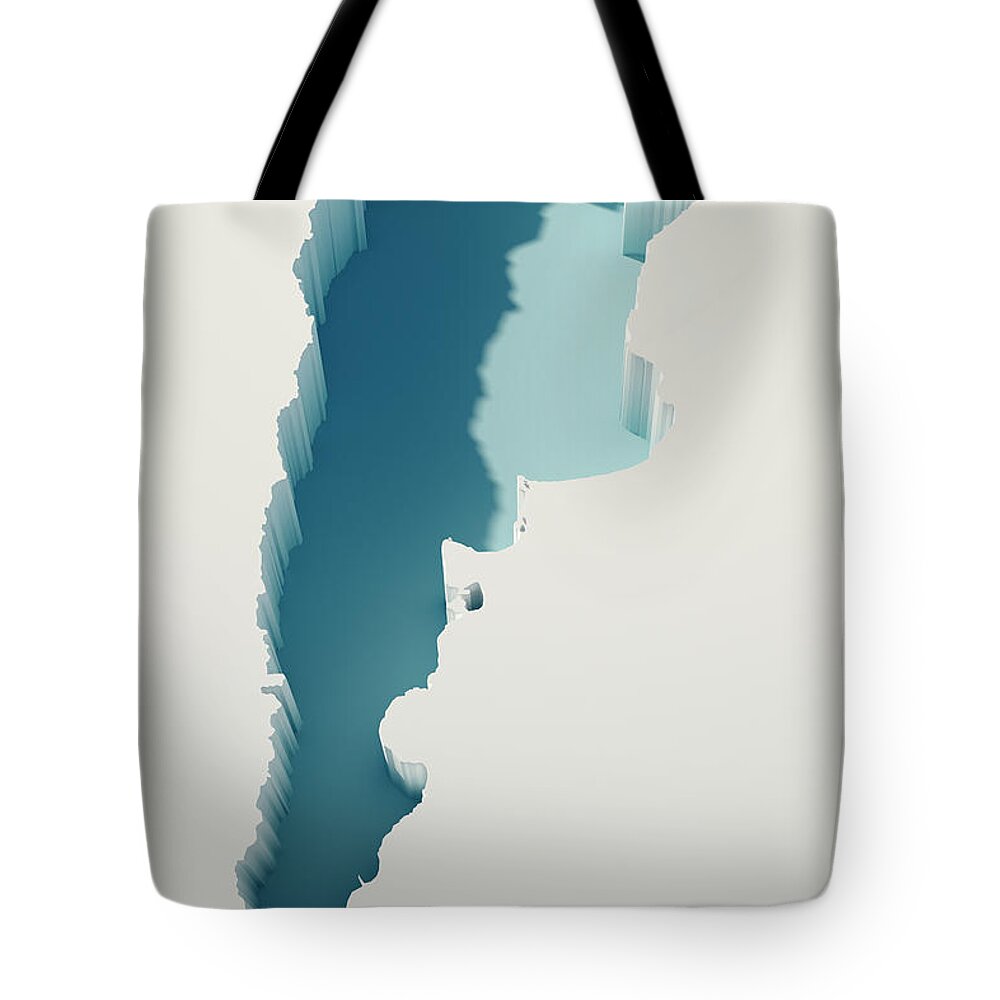 Cartography Tote Bag featuring the digital art Argentina Simple Intrusion Map 3D Render by Frank Ramspott