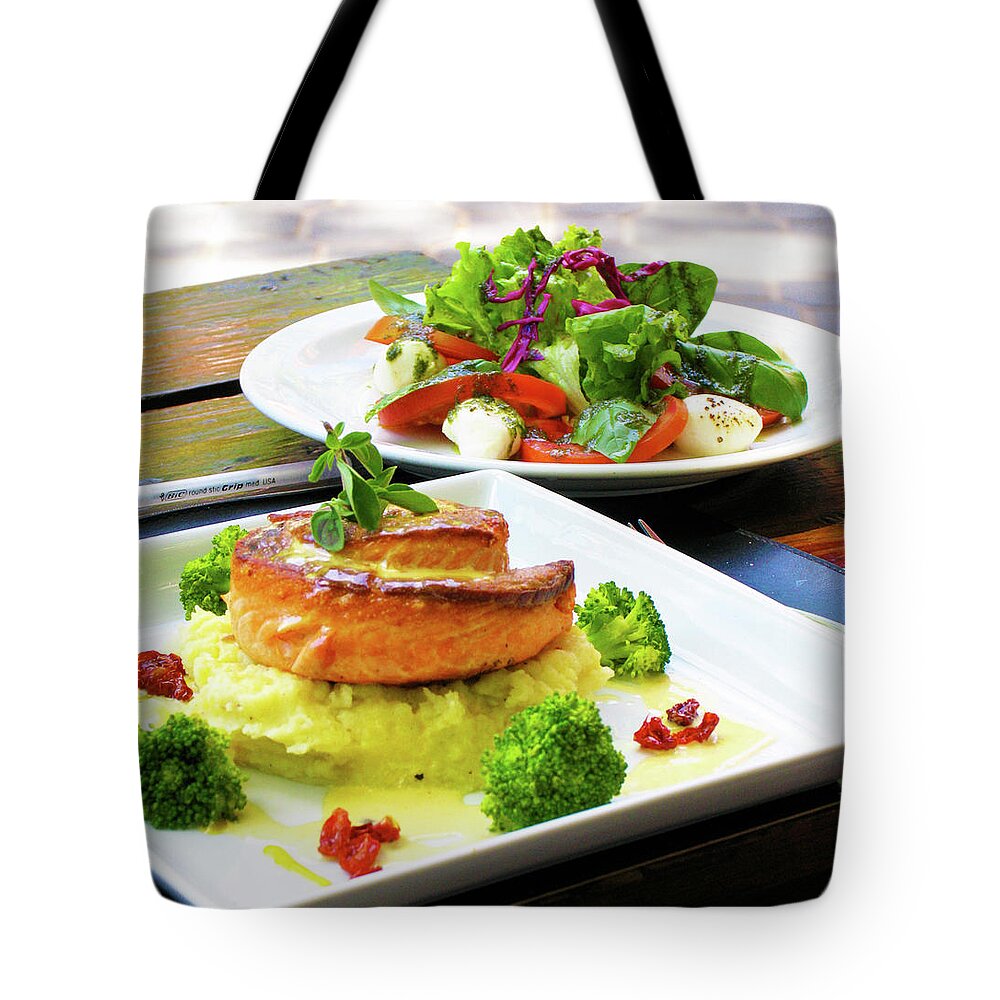 Outdoor Cafe Lunch Tote Bag featuring the photograph Argentine Outdoor Lunch by Ave Guevara