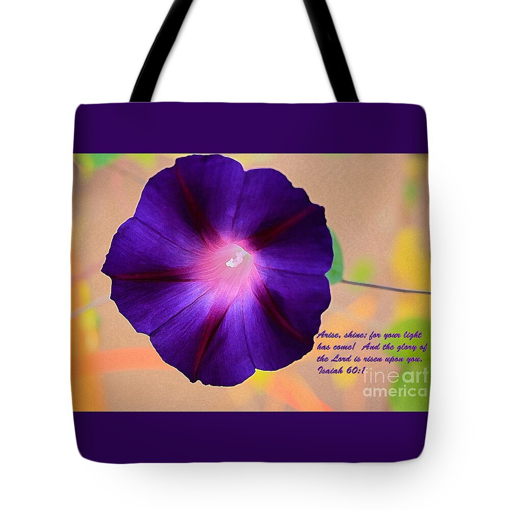 Morning Glories Tote Bag featuring the photograph Arise by Barbara Dean