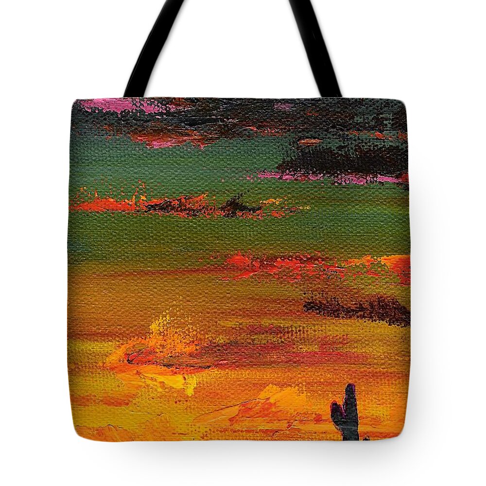 Sunset Tote Bag featuring the painting Arizona Sunset by Frances Marino