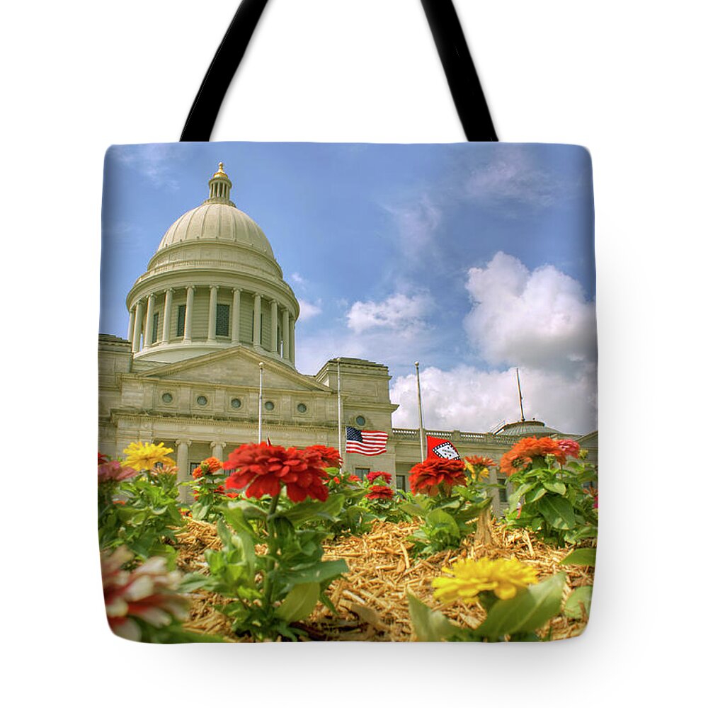 Arkansas State Capitol Tote Bag featuring the photograph Arkansas State Capitol - Little Rock by Jason Politte