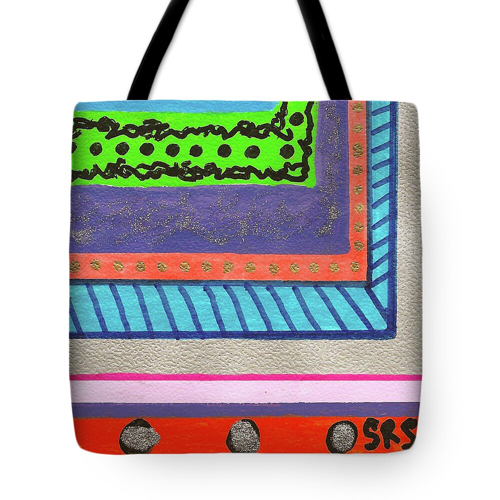 Original Art Tote Bag featuring the drawing Around Another Corner by Susan Schanerman
