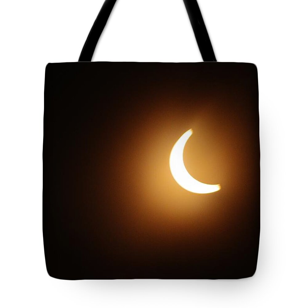 Sun Tote Bag featuring the photograph Around Peak Time Eclipse by Eileen Brymer