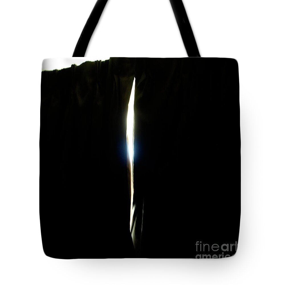Spirit Form. Arrowl Light Through Drapery Tote Bag featuring the photograph Arrow Light by Mary Kobet