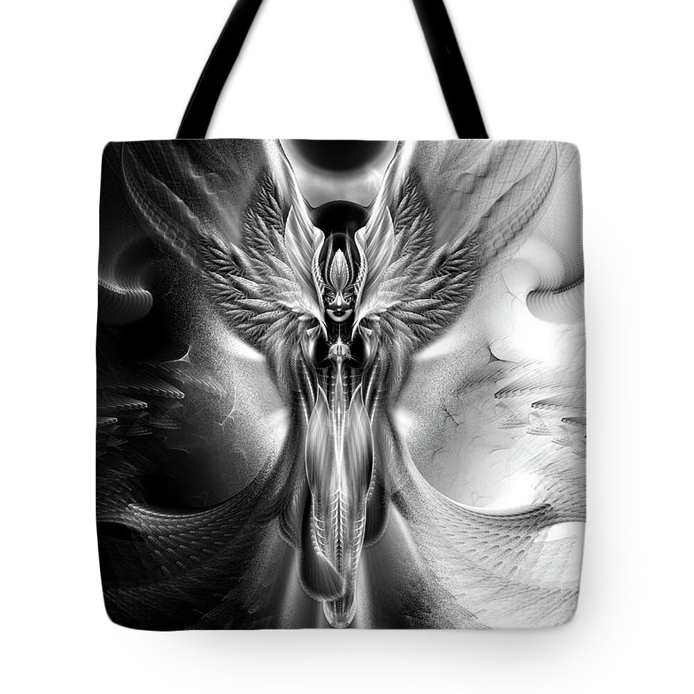Arsencia Tote Bag featuring the digital art Arsencia The Other Side Of Midnight Fractal Portrait by Rolando Burbon