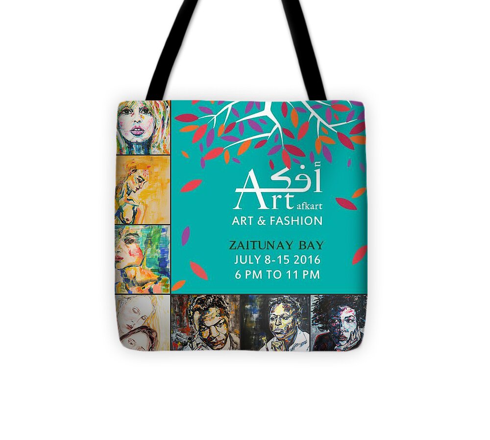 Exhibit Tote Bag featuring the painting Art and Fashion Exhibit, July 2016 by Christel Roelandt