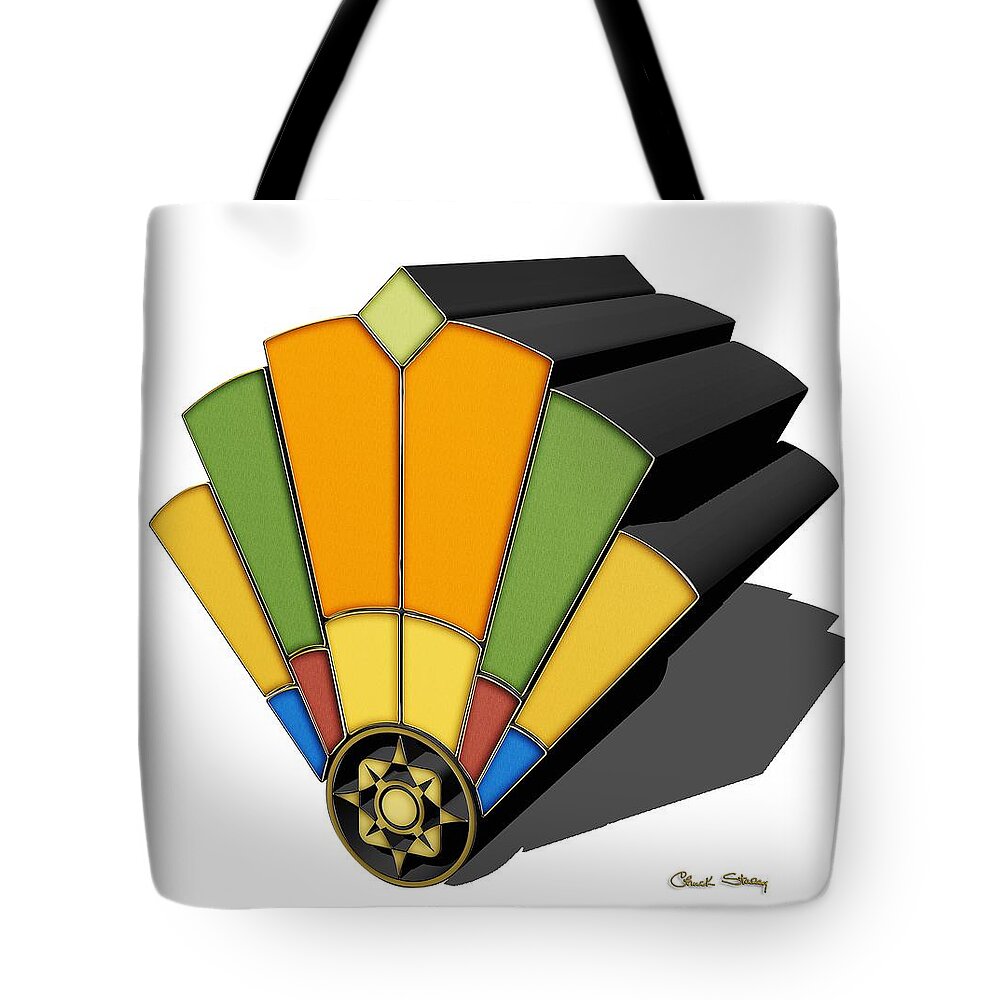 Art Deco Tote Bag featuring the digital art Art Deco Fan 8 3 D by Chuck Staley