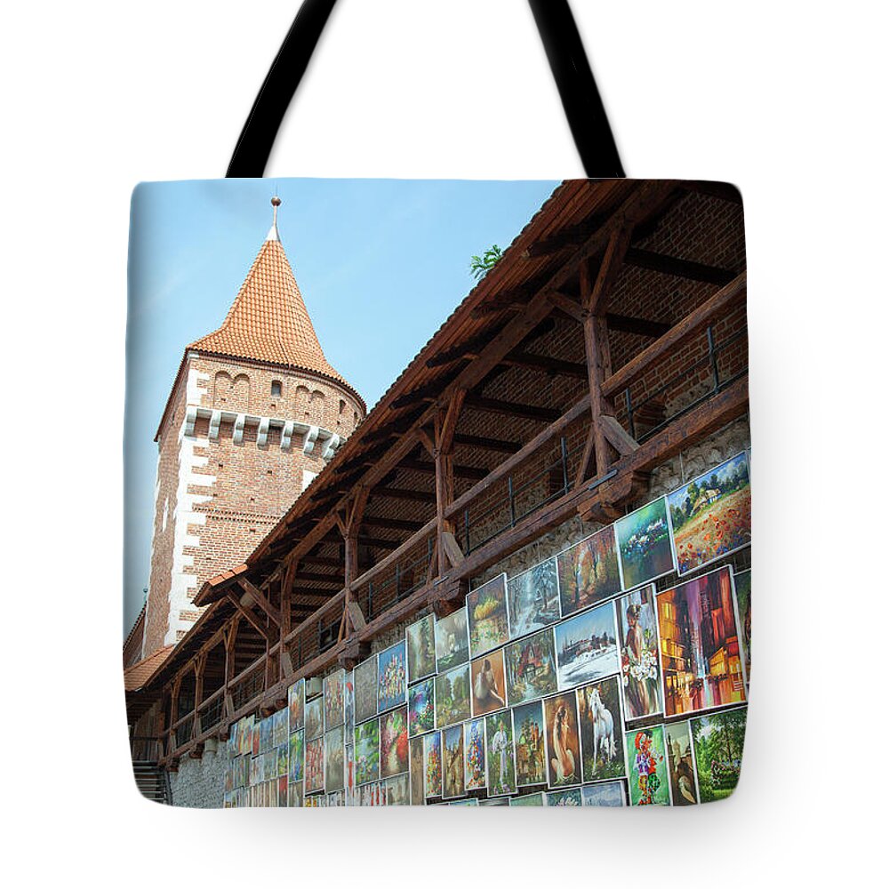 Painting Tote Bag featuring the photograph Art Wall by Ramunas Bruzas