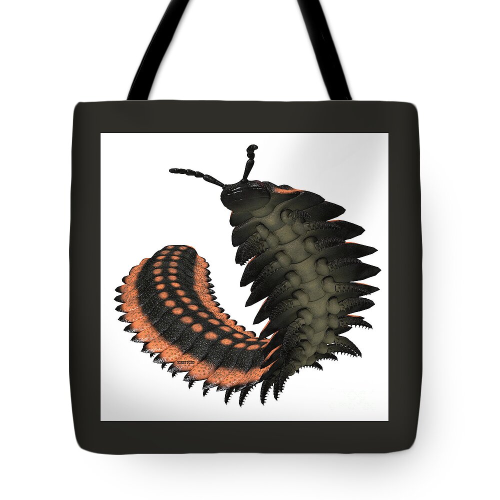 Arthropleura Tote Bag featuring the painting Arthropleura on White by Corey Ford