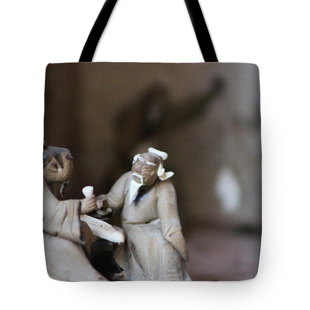 Japanese Mud Men Tote Bag featuring the photograph Artistry and Musicians Mud Men by Colleen Cornelius