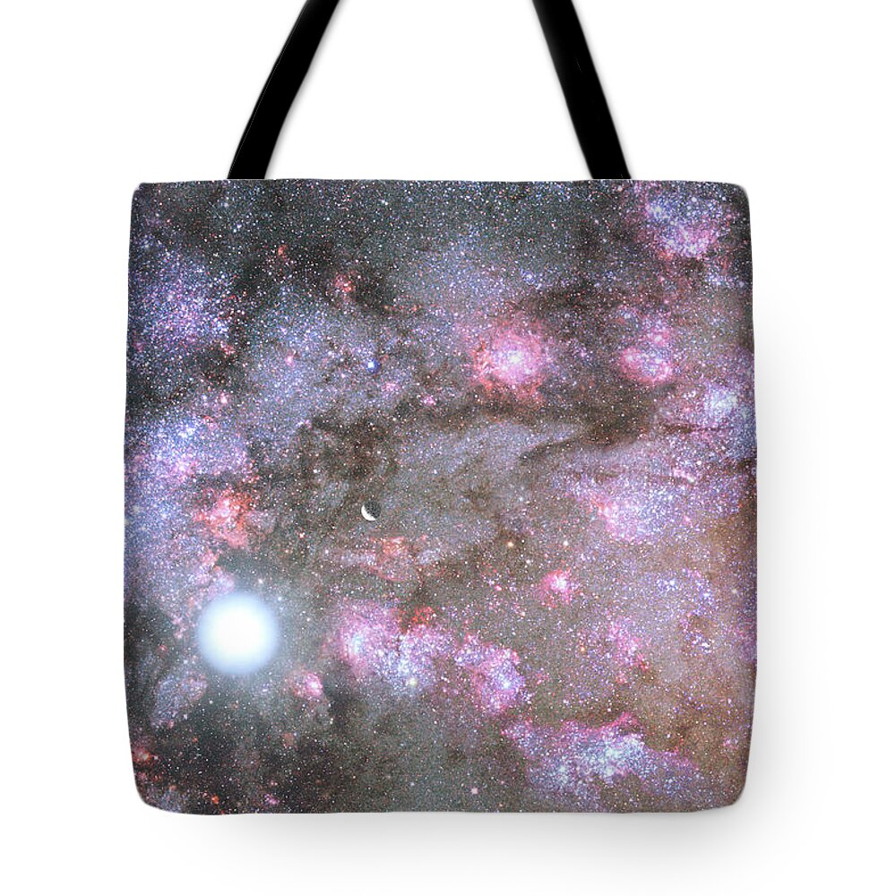 Illustration Tote Bag featuring the digital art Artist's View of a Dense Galaxy Core Forming by Eric Glaser