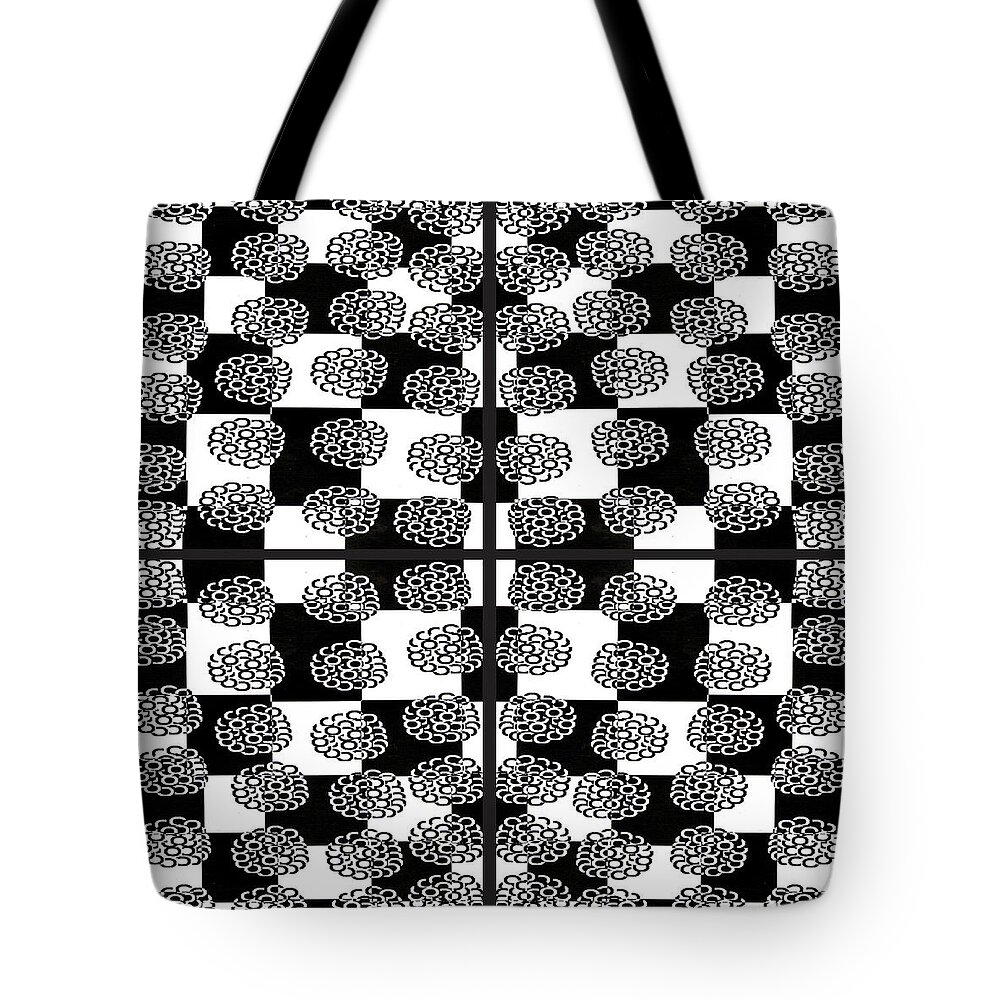 Urban Tote Bag featuring the digital art 017 Flowers On Checkerboard by Cheryl Turner