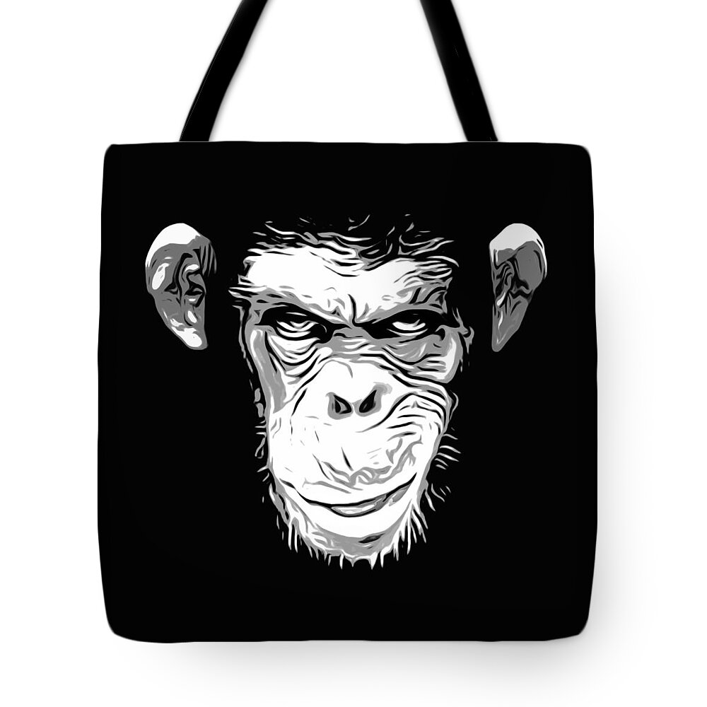 Monkey Tote Bag featuring the digital art Evil Monkey by Nicklas Gustafsson