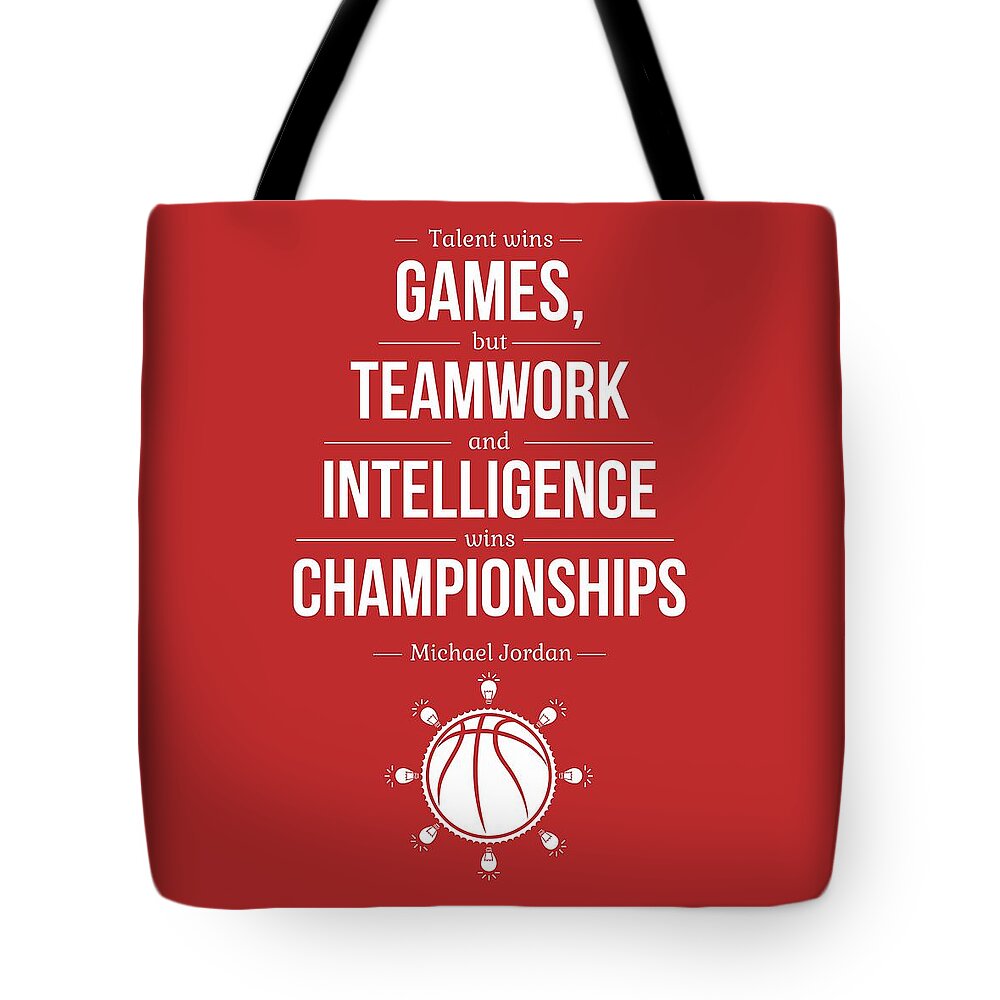 Motivational Tote Bag featuring the digital art Michael Jordan Quotes poster by Lab No 4 - The Quotography Department