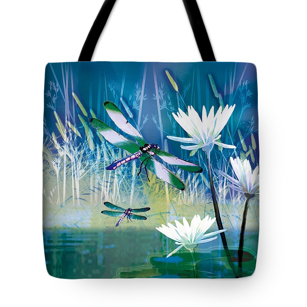 Dragonfleis On Blue Pond Tote Bag for Sale by Regina Femrite