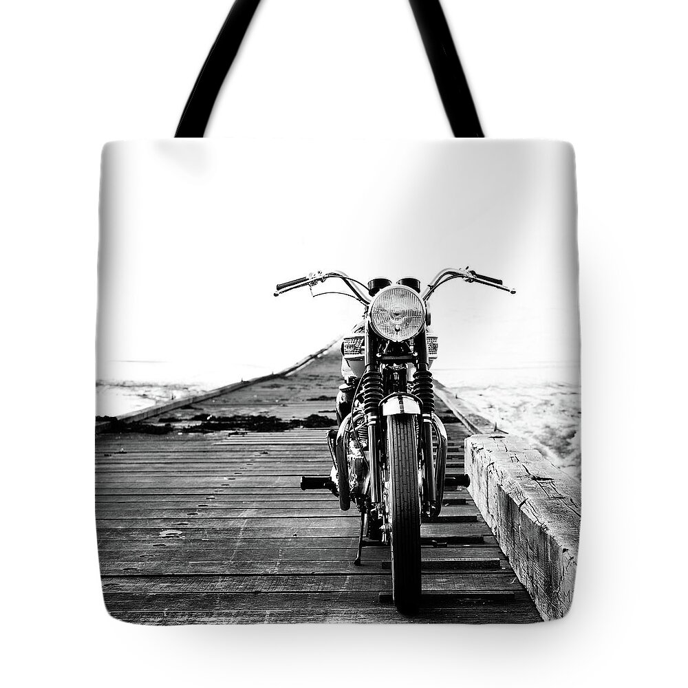Motorcycle Tote Bag featuring the photograph The Solo Mount by Mark Rogan