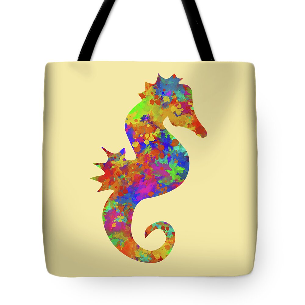 Seahorse Tote Bag featuring the mixed media Seahorse Watercolor Art by Christina Rollo