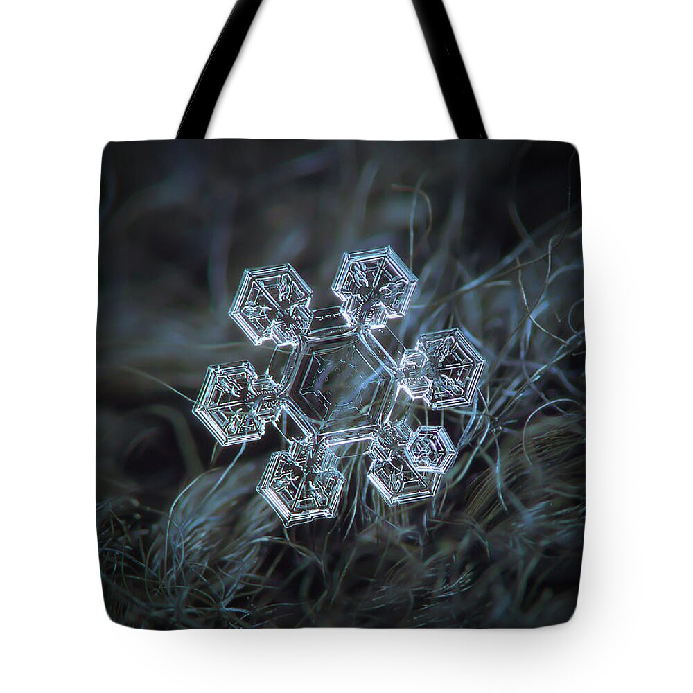 Snowflake Tote Bag featuring the photograph Icy jewel by Alexey Kljatov