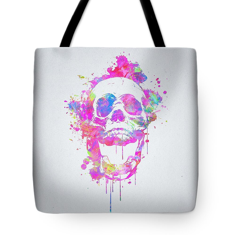 Illusion Tote Bag featuring the digital art Cool and Trendy Pink Watercolor Skull by Philipp Rietz