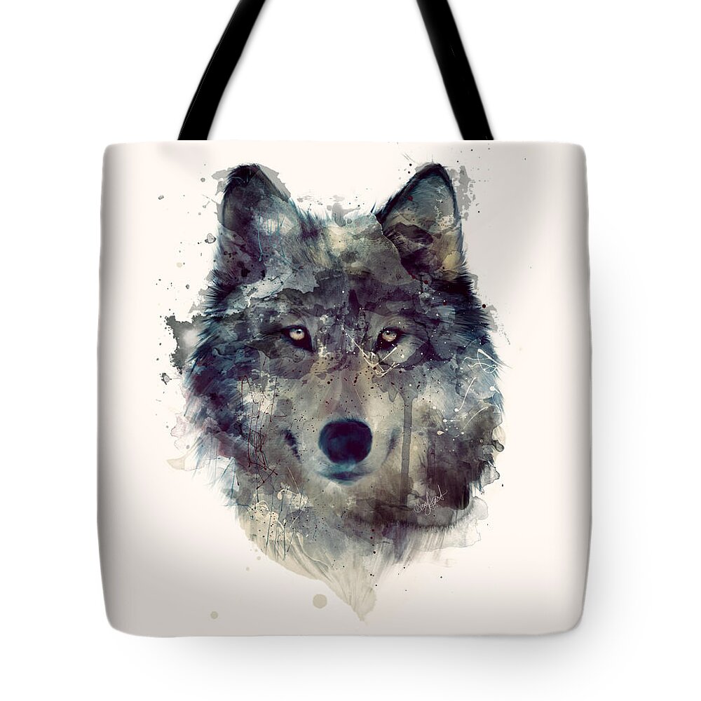 #faatoppicks Tote Bag featuring the painting Wolf // Persevere by Amy Hamilton